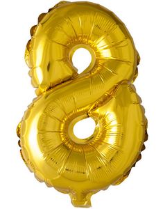 Tallet 8 - Guldfarvet 35 cm Folieballon