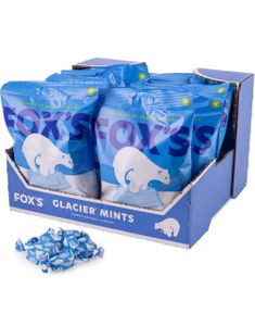 12 stk Fox's Glacier Mints - Sukkertøy med Mintsmak - Hel Eske 1,2 kg