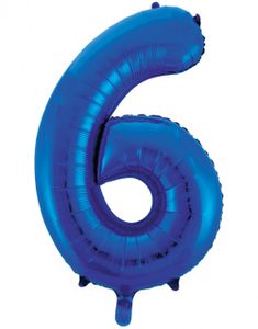 Tallet 6 - Royal Blå JUMBO Folieballon 86 cm
