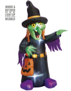 Oppustelig Heks med LED Lys 122 cm