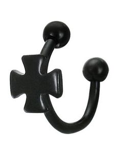 Ridderkors - 1.2 x 10 mm Sort Øjenbrynspiercing