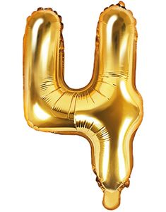 Tallet 4 - Guldfarvet 41 cm Folieballon