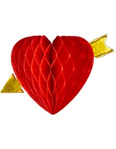 Honeycomb Hjerte med Guldfarvet Pil 13 cm