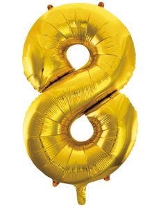 Tallet 8 - Guldfarvet JUMBO Folieballon 86 cm
