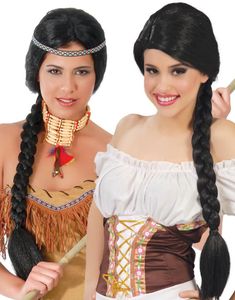 Sort Paryk med Lang Fletning