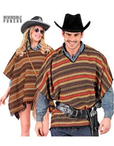 Vendbar Western Poncho med Mønster