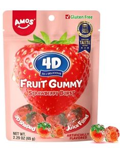 4D Fruit Gummy Strawberry Burst - Gelegodteri med Jordbærsmak 65 gram