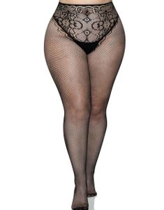 Fishnet Nettingsstrømpebukse Tights med Søm bak Plus Size