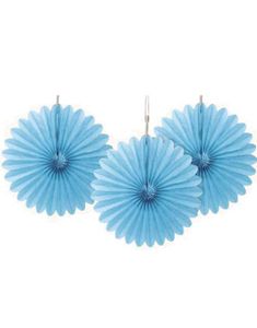 3 stk Mini Lyseblå Papirvifter 15 cm