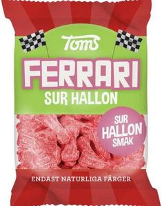Toms Ferrari Sur Hallon - Bilformede Vingummistykker med Sur Hindbærsmag 120 gram