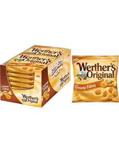 12 stk Werthers Original Creamy Filling - Karamell-Sukkertøy med Flytende Karamellfyll - Hel Eske 1,32 kg