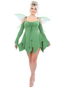Grønn Fe Damekostyme med Vinger