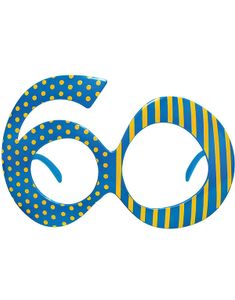 60 År - Blå Fødselsdagsbriller med Striber og Prikker