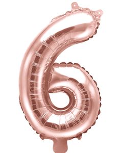 Tallet 6 - Rosenguldfarvet 35 cm Folieballon