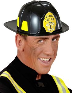 Sort Brandmandshjelm i Hård Plast