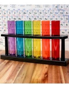 6 stk Reagensrør Shotteglass med Stativ