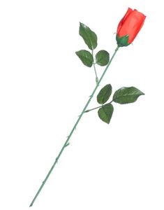 Rød Langstilket Rose - Dekoration/Kostume Tilbehør
