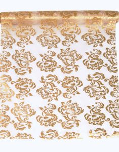 GULDFARVET Organzaløber med Damaskmønster 36 cm x 9 meter