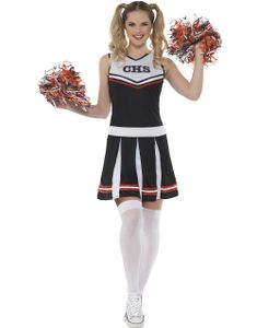 Cheerleader Kostume i Sort og Hvidt med Pom Poms