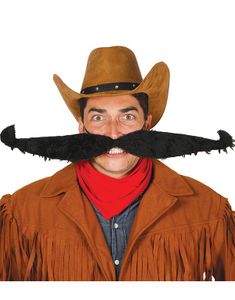 Sort Mega Overskæg 55 cm