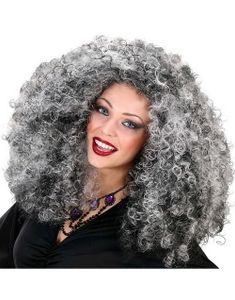 Krøllet Paryk med Sorte og Hvide Striber