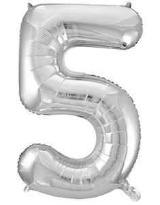 Tallet 5 - Sølvfarvet JUMBO Folieballon 86 cm