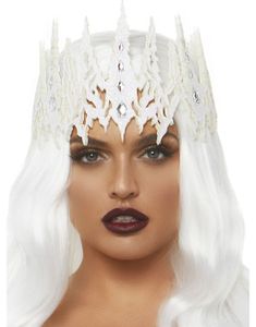 Hvid Die-Cut Krone med Klare Sten