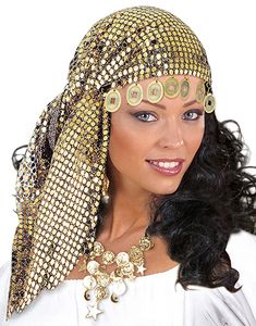 Guldfarvet Sigøjner Hovedpragt med Vedhæng