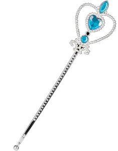 Sølvfarvet Pinsessestav Pyntet med Blå Sten