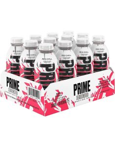 12 st Prime Red Chill Ice Hydration Bottle - Sukkerfri og Koffeinfri Sportsdrikke - Hel Kasse 6 liter (UK Import)