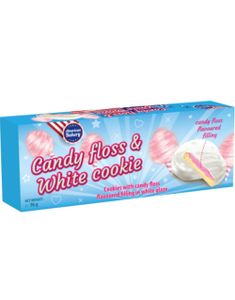 AB Candyfloss & White Cookie - Kiks Dækket i Glasur og Sukkerspindfyld 96 Gram