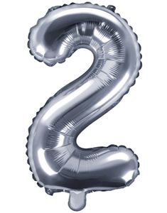 Tallet 2 - Sølvfarvet 35 cm Folieballon