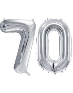 70 år balloner - 35 cm sølv