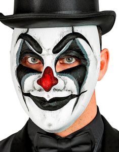 Skummel Klovnemaske med Rød Nese og Svarte Detaljer