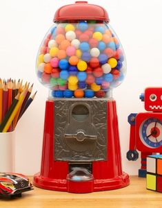 Stor Retro Tyggegummi/Slikdispenser i Metal og Glas 28 cm