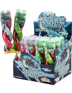 16 stk Crazy Inferno Snake Spray - Sur Godterispray med 4 Smaker - Hel Eske 320 ml