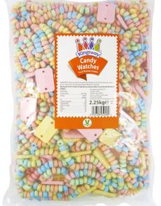 2,25 kg Kingsway Candy Watches - STOR Pose med 100 stk Slik-Armbånd