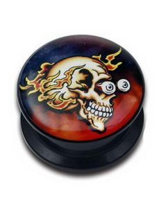 Flame Skull - Sort Piercing Plug