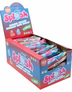 40 stk Zed Splosh Tyggegummi med Smak av Jordbær og Blå Bringebær med Flytende Kjerne - Hel Eske