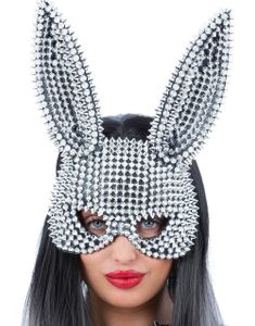 Sexy Sølvfarvet Bunny Maske med Nitter