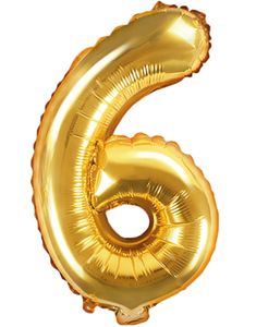 Tallet 6 - Guldfarvet 41 cm Folieballon