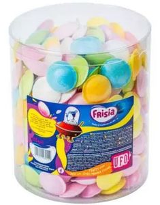 DATO PRODUKT - 300 stk. Flying Saucers - STOR Boks med Syrlige UFOer (30.11.2025)