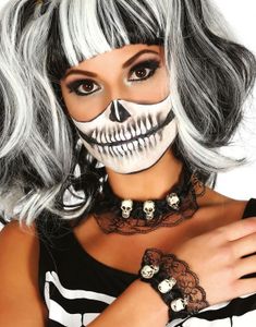 Gotisk Mansjetter og Choker med Blonder og Hodeskaller