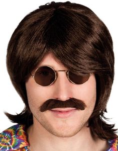 Mørkebrunt Hippieparyk med Overskæg