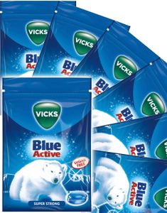Vicks Blue Active Sukkerfri Superstærk Menthol - Hele Kassen 1440 gram