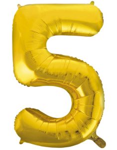 Tallet 5 - Guldfarvet JUMBO Folieballon 86 cm