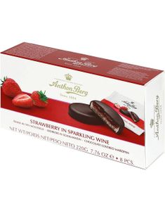 Anthon Berg Strawberry in Sparkling Wine - Chokoladeovertrukket Marcipan og Jordbær 220 gram