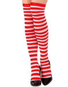 Stribede Røde og Hvide Strikkede Strømper