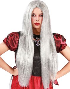 Ekstra Lang Grå Paryk 60 cm