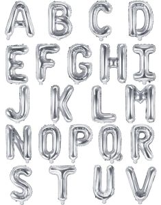JUMBO Sølvfarget Bokstavballonger A-Z - 102 cm